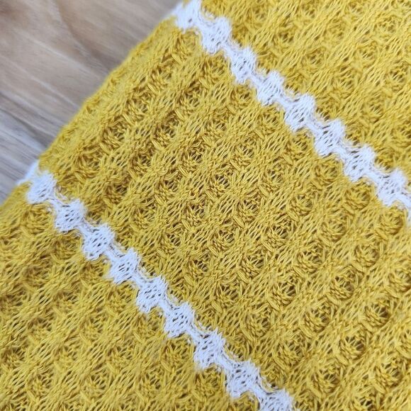 💜Anthropologie Caution To The Wind Mustard Cropped Short Sleeve Top Small - Picture 6 of 8